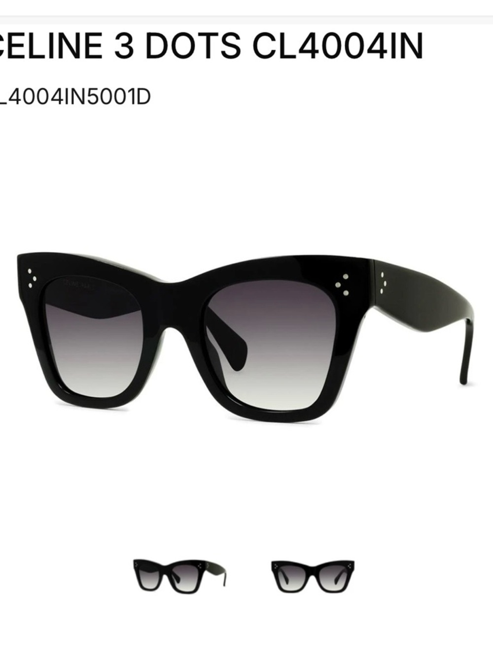 Celine Black Cat-Eye Sunglasses with Gradient Gray Lenses